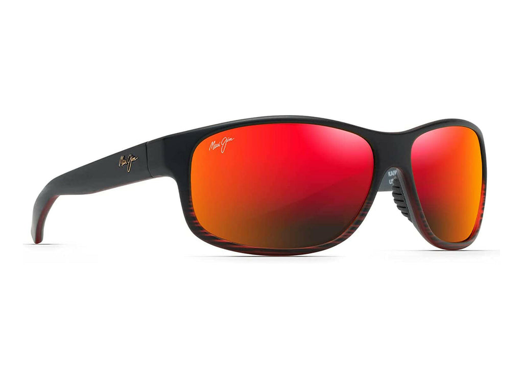 Maui Jim Kaiwi Channel Polarized Sunglasses BurgandyStripe HawaiiLava SuperThinGlass