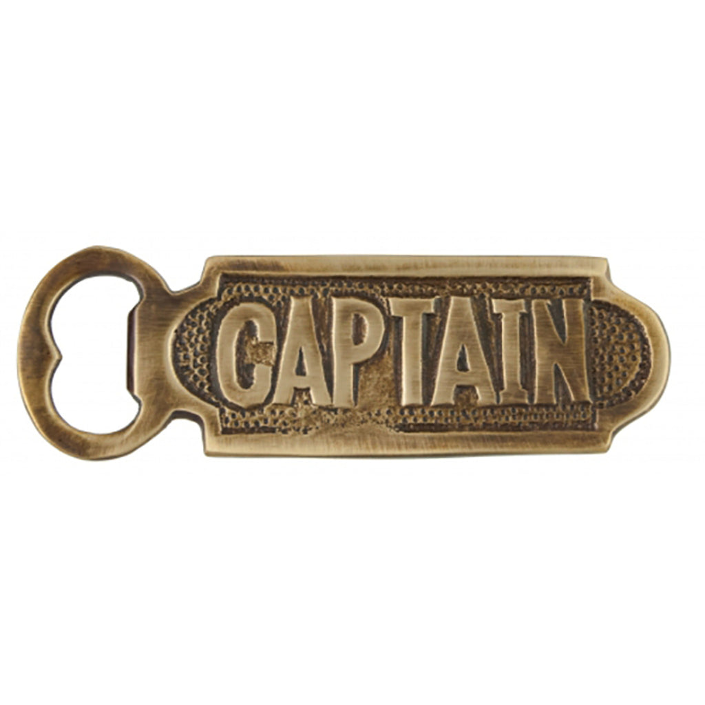 Captain Plaque Bottle Opener Brass 1.5in x 5.5in