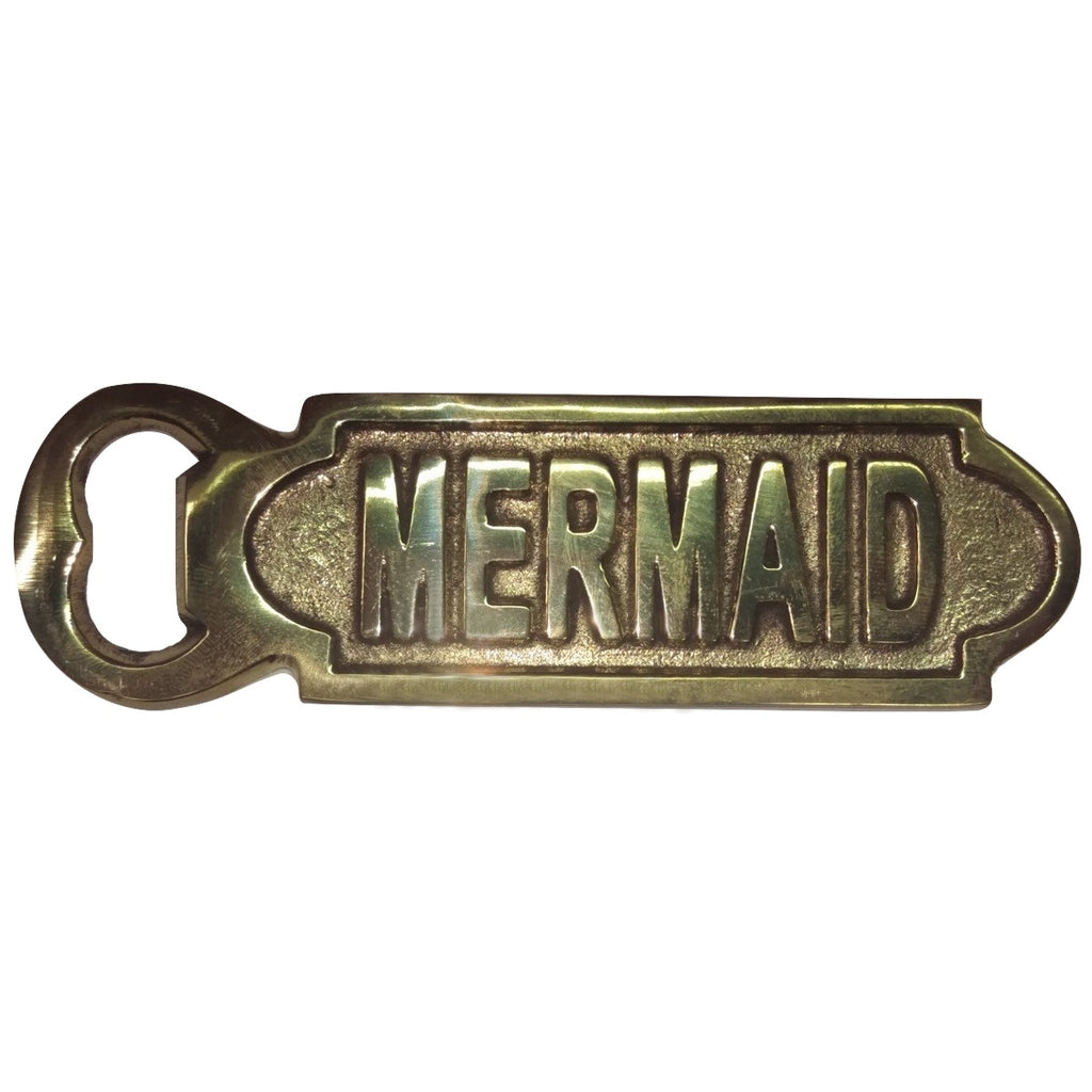 Mermaid Plaque Bottle Opener Brass 1.5in x 5in