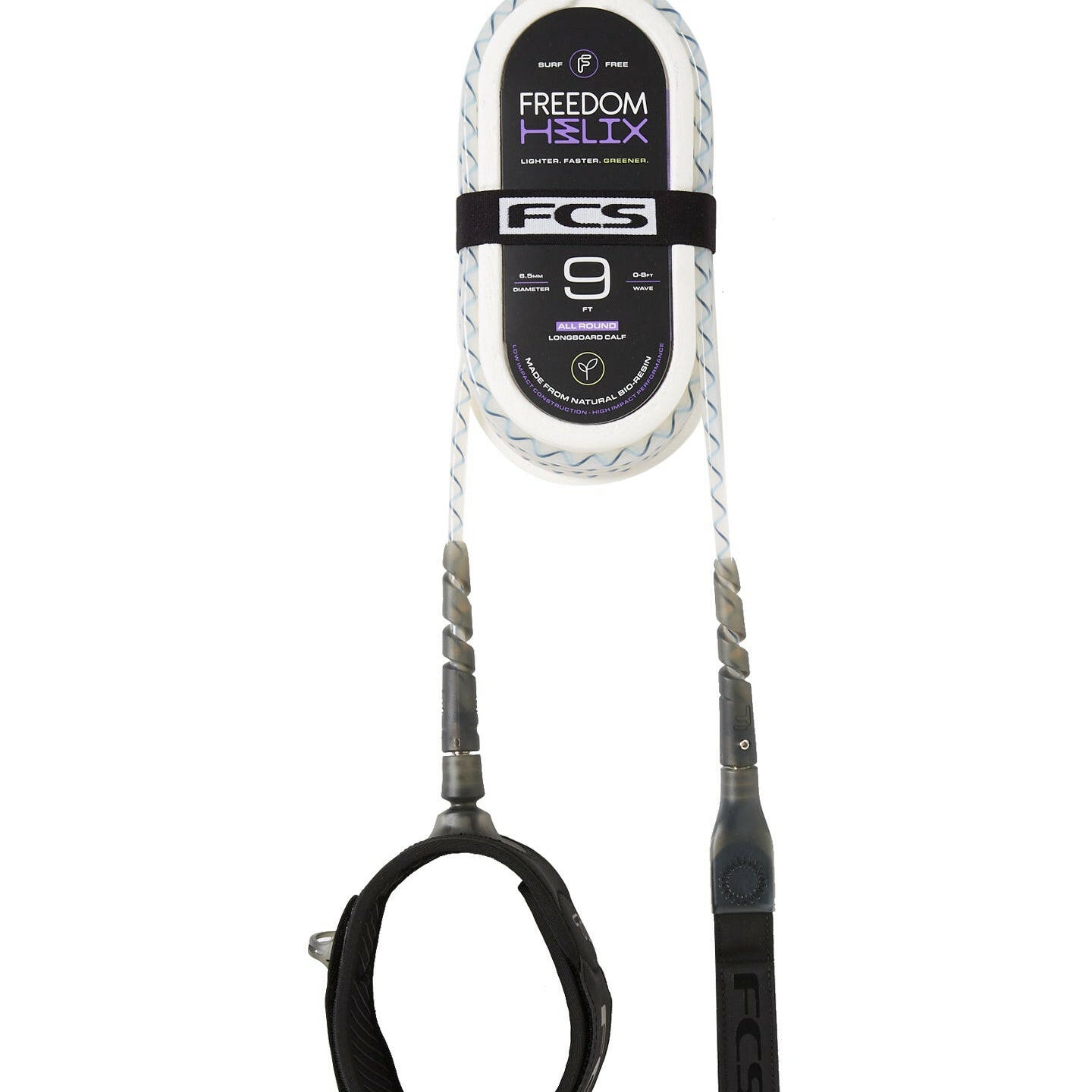 FCS Freedom Helix All Around Calf Leash Natural-Black 9ft0in