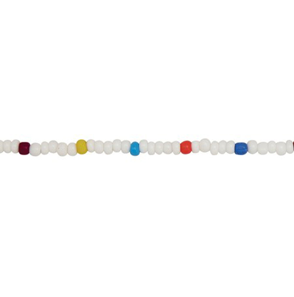 WAVE & PALMS WHITE NECK W COLOR SEED BEADS