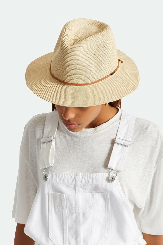 Wesley Straw Packable Fedora - Copper.