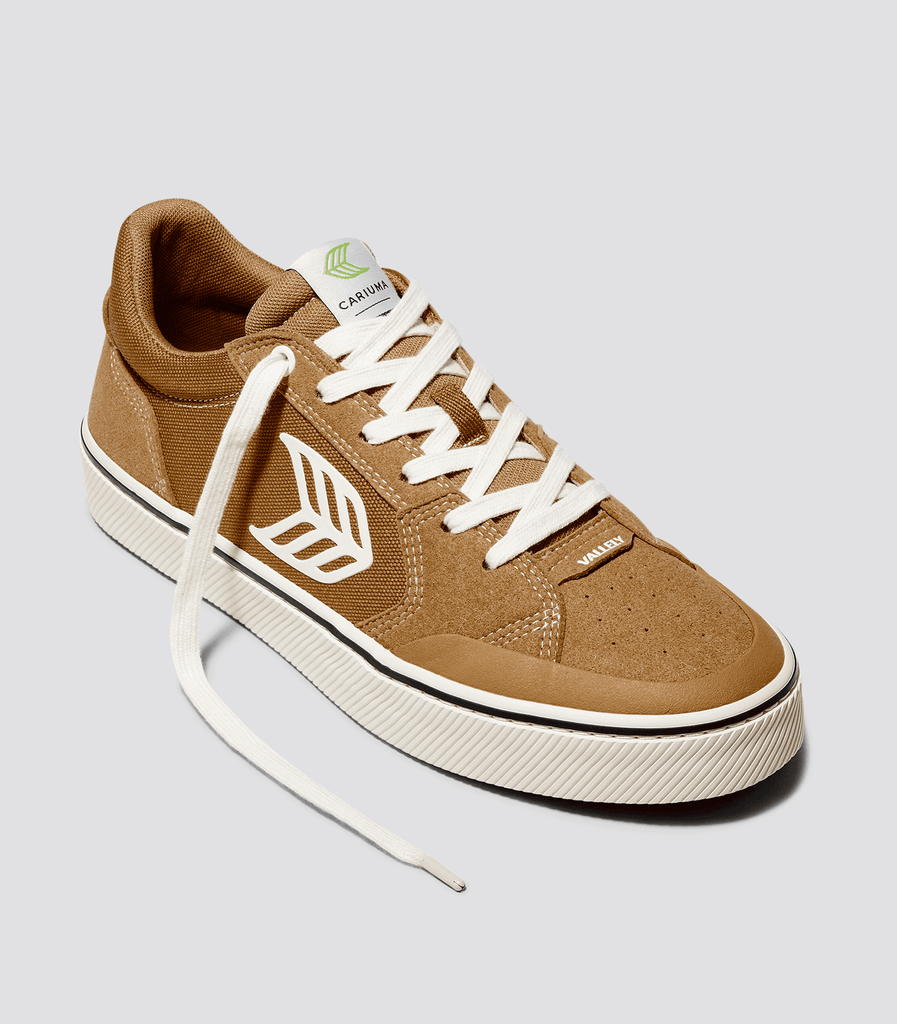 VALLELY Skate Camel Suede and Cordura Ivory Logo Sneaker Women.